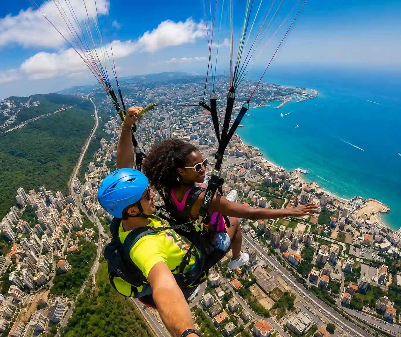 Paragliding over Jounieh Bay, Lebanon