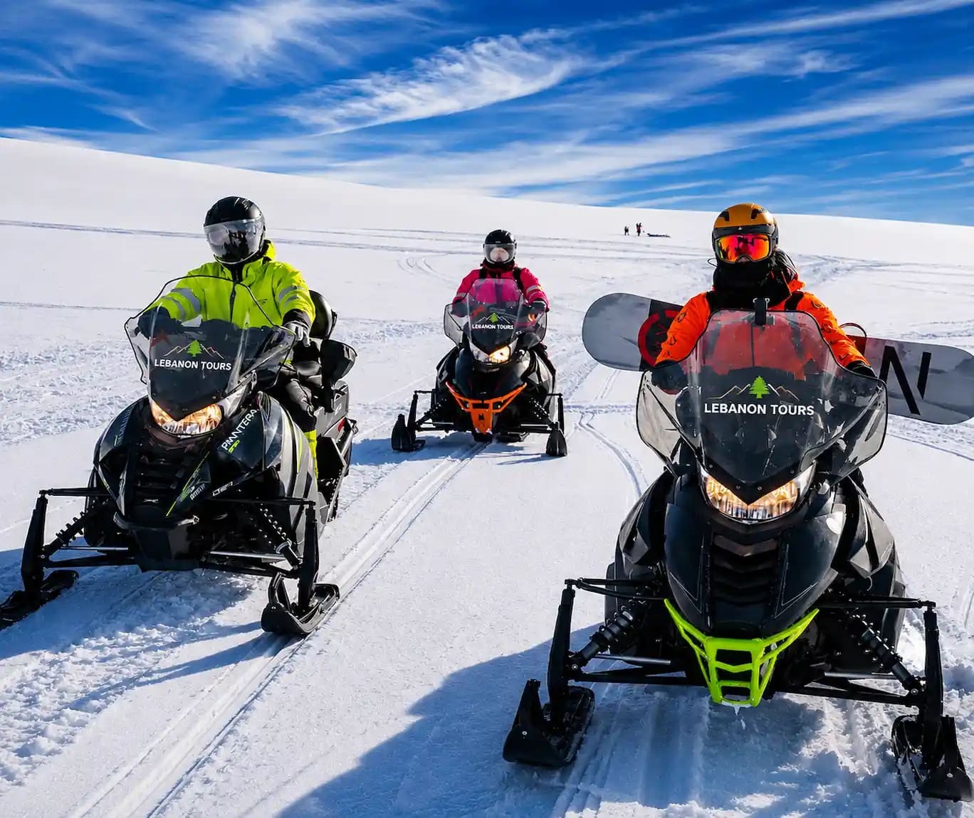 Snowmobile in the snow at Faraya, Lebanon
