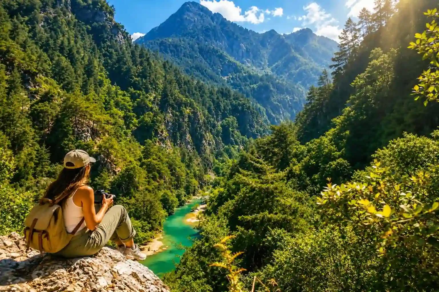 Chouwen Lake and its natural pools in the Nahr Ibrahim valley, Lebanon