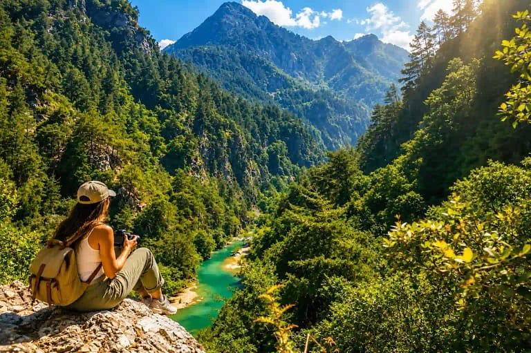Chouwen Lake and its natural pools in the Nahr Ibrahim valley, Lebanon